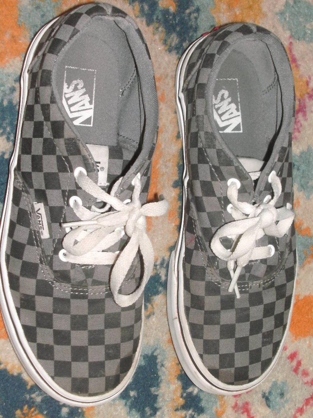 VANS Classic Black & Grey Checker Checkerboard Lace Up Sneakers size 4.5